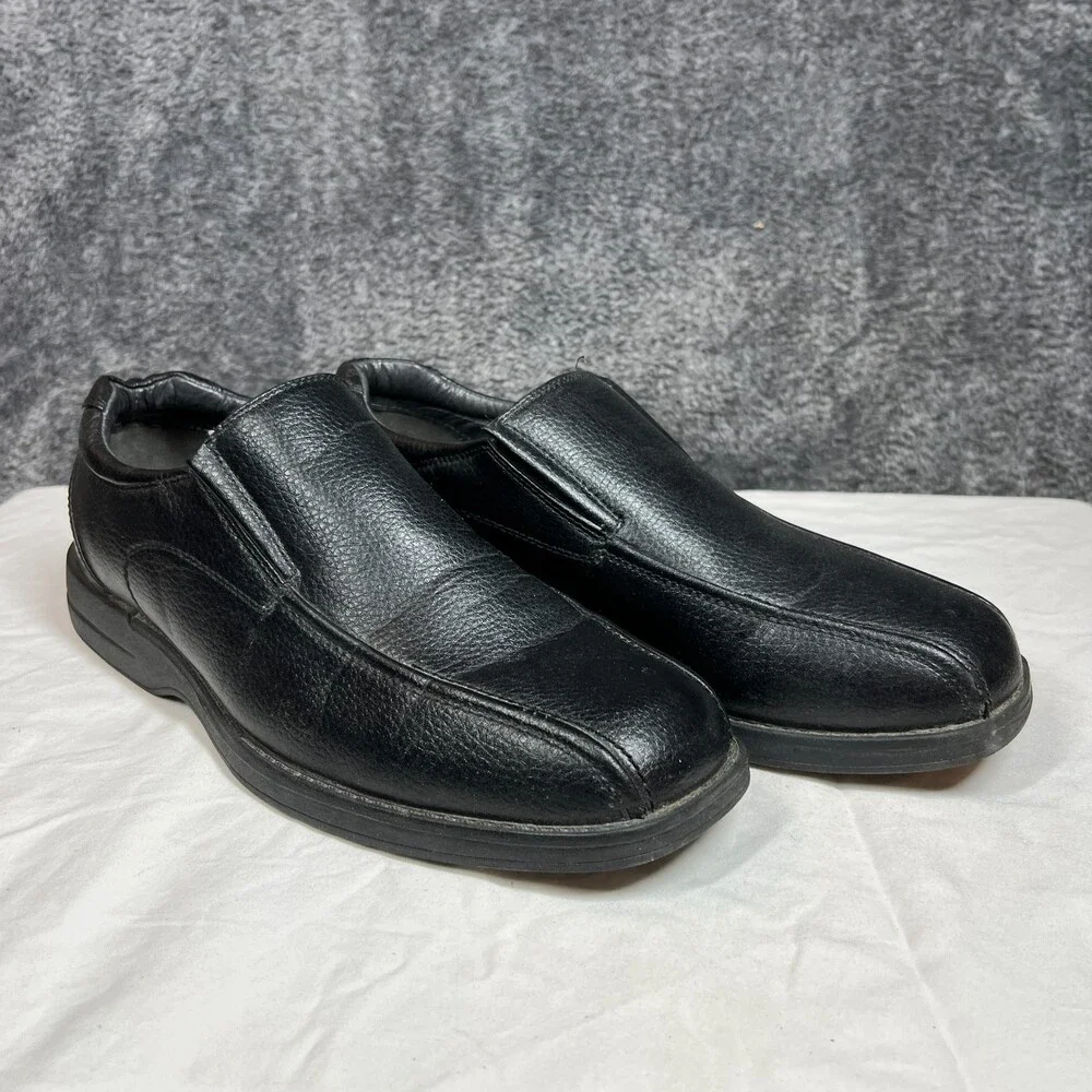 Soft Stag Dave Black Faux Leather Slip On Dress Shoes Mens Size 10.5
